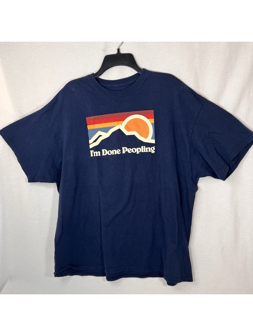 DOM “I’m Done Peopling” Funny Tee Navy Blue Short Sleeve T Shirt Mens Size 2XL